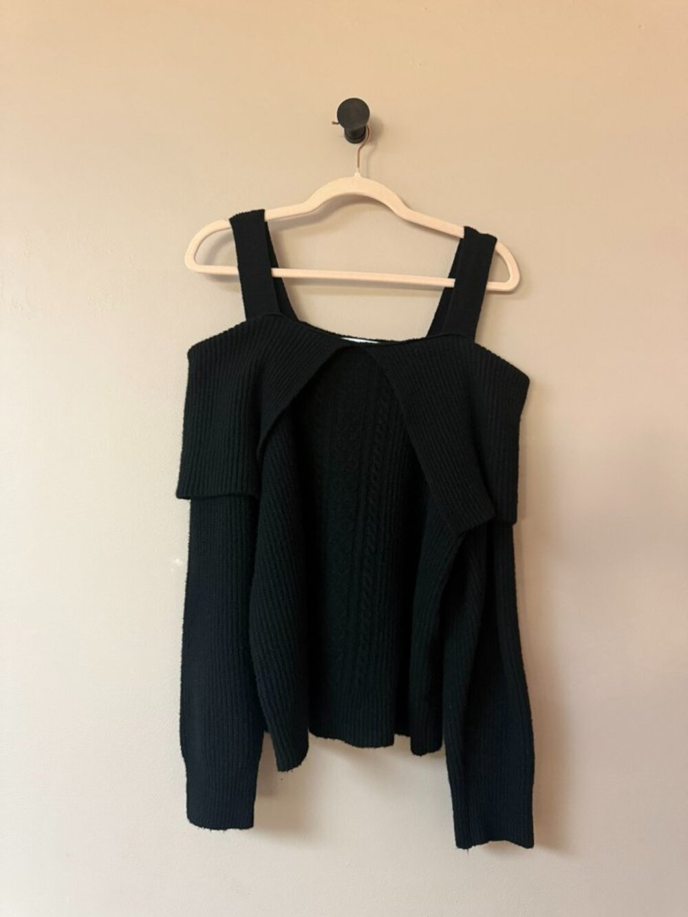 4th & Reckless Black Cold Shoulder Ribbed Knit Sweater Large UK 12